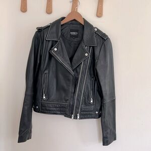Barney's Originals Beppe leather jacket with ribbed detail | Size: UK 10/US 6